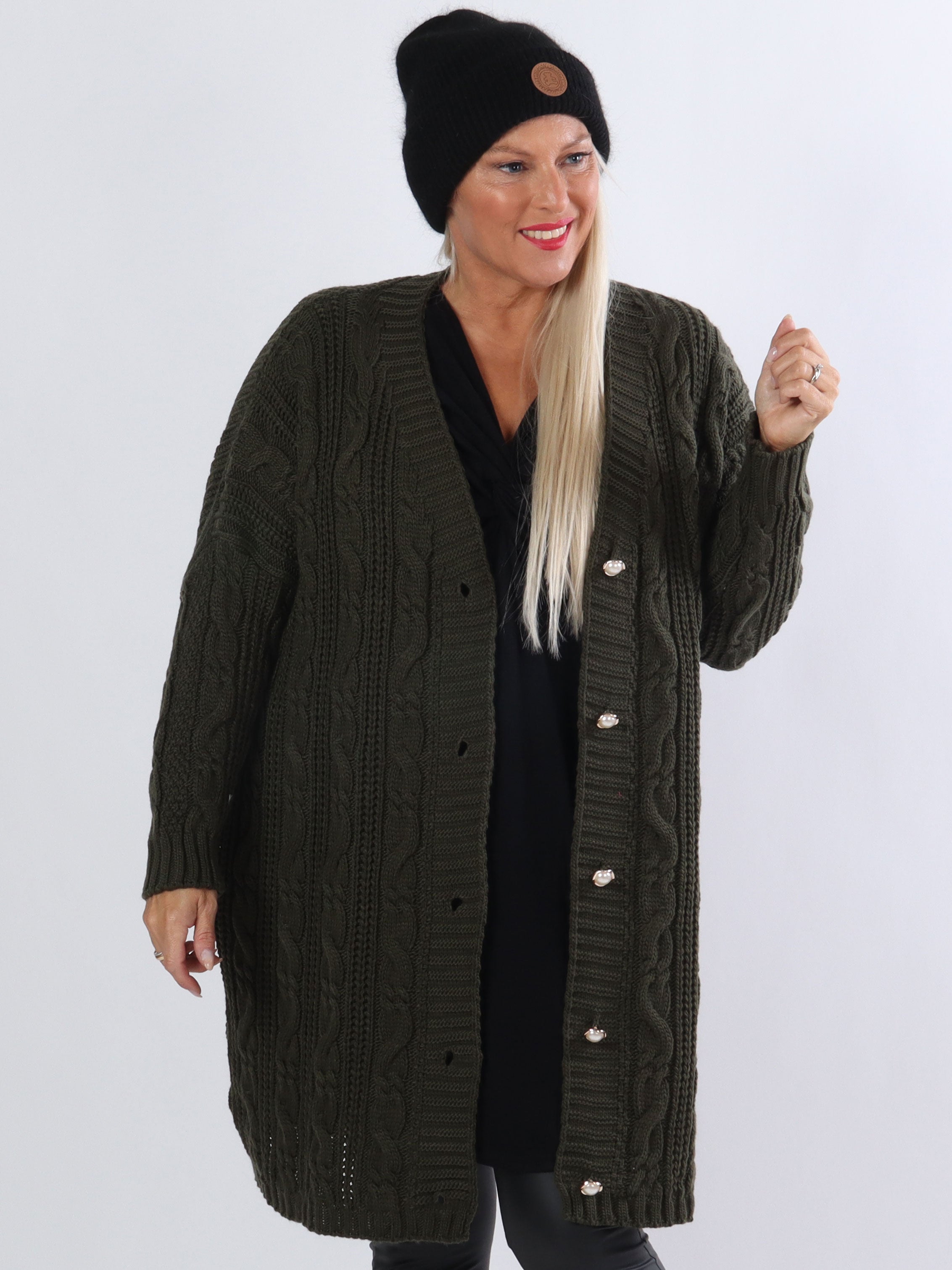 Noa - Plus size cardigan med kabelstrik